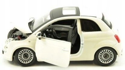 Fiat 500 white 1:24 metalowy Bburago 22106 Fiat 500 white 1:24 metalowy Bburago 22106