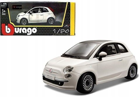 Fiat 500 white 1:24 metalowy Bburago 22106 Fiat 500 white 1:24 metalowy Bburago 22106