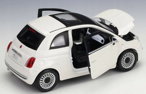 Fiat 500 white 1:24 metalowy Bburago 22106 Fiat 500 white 1:24 metalowy Bburago 22106