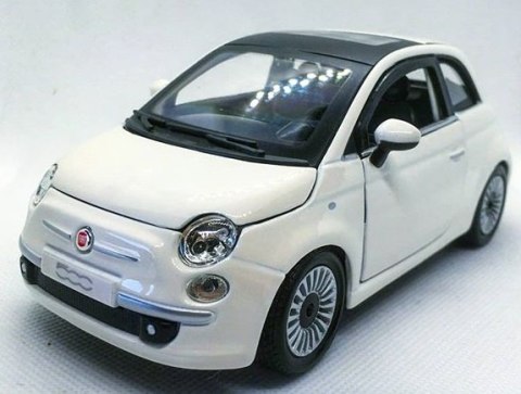 Fiat 500 white 1:24 metalowy Bburago 22106 Fiat 500 white 1:24 metalowy Bburago 22106