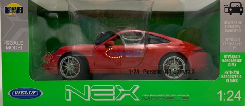 PORSCHE 911 Carrera S red MODEL METAL WELLY 1:24 PORSCHE 911 Carrera S red MODEL METAL WELLY 1:24