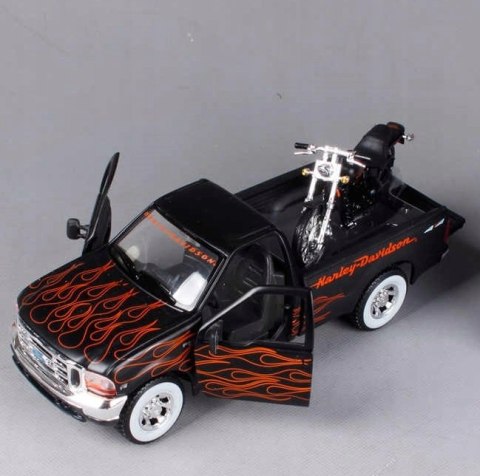 HARLEY DAVIDSON FXSTB Night Train+FORD F-350 1:24 HARLEY DAVIDSON FXSTB Night Train+FORD F-350 1:24