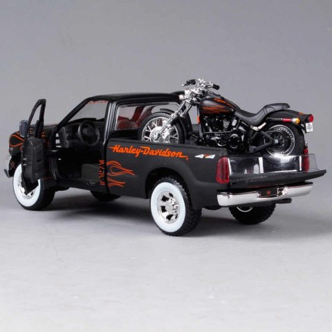 HARLEY DAVIDSON FXSTB Night Train+FORD F-350 1:24 HARLEY DAVIDSON FXSTB Night Train+FORD F-350 1:24