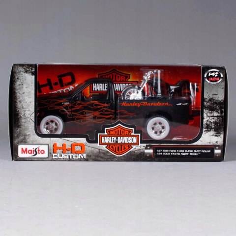 HARLEY DAVIDSON FXSTB Night Train+FORD F-350 1:24 HARLEY DAVIDSON FXSTB Night Train+FORD F-350 1:24