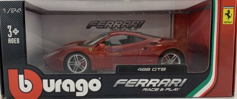FERRARI 488 GTB bordowy model 1:24 Bburago 26013 FERRARI 488 GTB bordowy model 1:24 Bburago 26013
