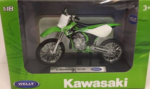 KAWASAKI KX 250 2002 r. model 1:18 Welly metalowy KAWASAKI KX 250 2002 r. model 1:18 Welly metalowy