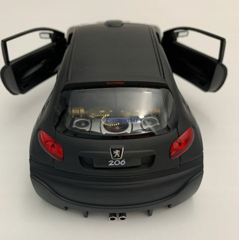 PEUGEOT 206 Tuning black matte model Welly 1:24 PEUGEOT 206 Tuning black matte model Welly 1:24