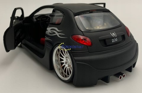 PEUGEOT 206 Tuning black matte model Welly 1:24 PEUGEOT 206 Tuning black matte model Welly 1:24