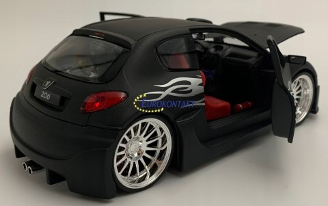 PEUGEOT 206 Tuning black matte model Welly 1:24 PEUGEOT 206 Tuning black matte model Welly 1:24