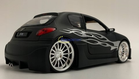 PEUGEOT 206 Tuning black matte model Welly 1:24 PEUGEOT 206 Tuning black matte model Welly 1:24