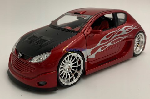PEUGEOT 206 Tuning red model metal Welly 1:24 PEUGEOT 206 Tuning red model metal Welly 1:24