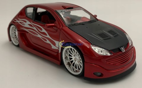 PEUGEOT 206 Tuning red model metal Welly 1:24 PEUGEOT 206 Tuning red model metal Welly 1:24