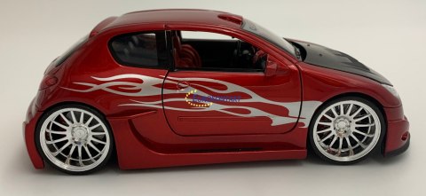 PEUGEOT 206 Tuning red model metal Welly 1:24 PEUGEOT 206 Tuning red model metal Welly 1:24