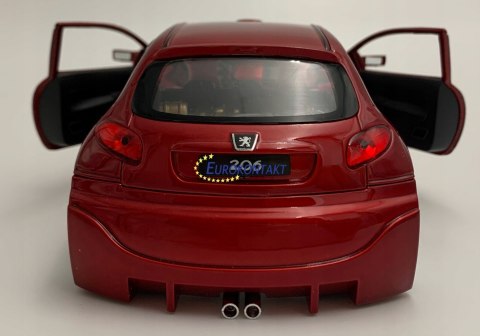 PEUGEOT 206 Tuning red model metal Welly 1:24 PEUGEOT 206 Tuning red model metal Welly 1:24