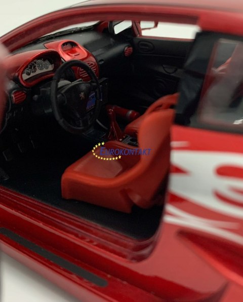 PEUGEOT 206 Tuning red model metal Welly 1:24 PEUGEOT 206 Tuning red model metal Welly 1:24