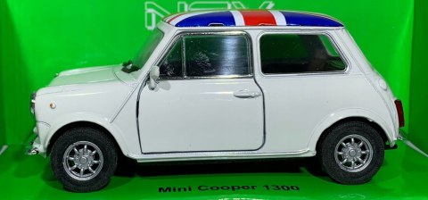 MINI COOPER 1300 biały flaga UK 1:34 Welly 43609F