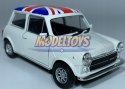 MINI COOPER 1300 biały flaga UK 1:34 Welly 43609F