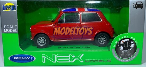 MINI COOPER 1300 red flaga UK 1:34 Welly 43609F MINI COOPER 1300 red flaga UK 1:34 Welly 43609F