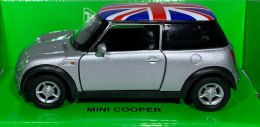 MINI COOPER srebrny flaga UK 1:34 Welly 49766F