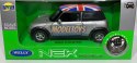 MINI COOPER srebrny flaga UK 1:34 Welly 49766F