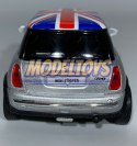 MINI COOPER srebrny flaga UK 1:34 Welly 49766F