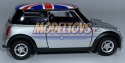 MINI COOPER srebrny flaga UK 1:34 Welly 49766F