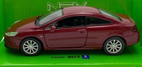 Peugeot 407 Coupe czerwony 1:34 Welly 42368F