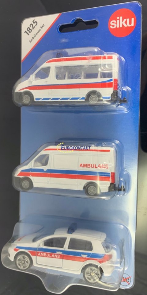 AMBULANS SET 3 szt.WERSJA POLSKA SIKU 1825 AMBULANS SET 3 szt.WERSJA POLSKA SIKU 1825