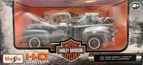 HARLEY DAVIDSON WLA Flathead 1942 + FORD F-1 1:24 HARLEY DAVIDSON WLA Flathead 1942 + FORD F-1 1:24