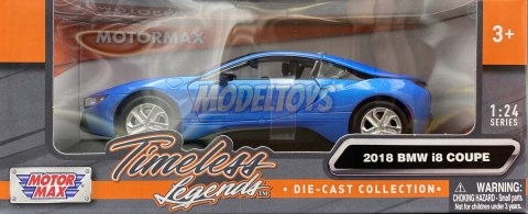 BMW i8 Coupe 2018 blue model 1:24 Motormax 79359 BMW i8 Coupe 2018 blue model 1:24 Motormax 79359