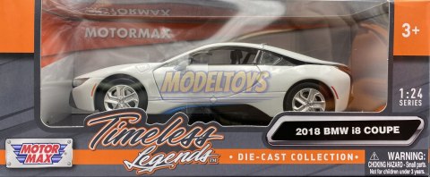 BMW i8 Coupe 2018 white model 1:24 Motormax 79359 BMW i8 Coupe 2018 white model 1:24 Motormax 79359