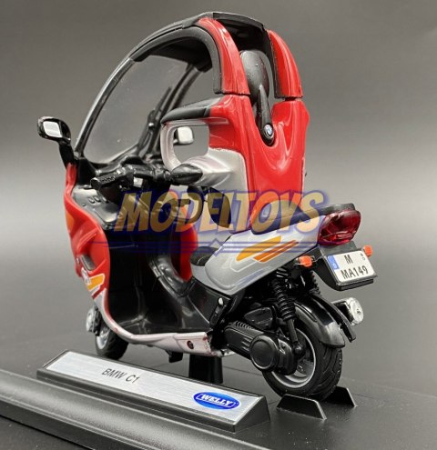 BMW C1 skuter z dachem motocykl model 1:18 Welly BMW C1 skuter z dachem motocykl model 1:18 Welly