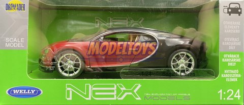 BUGATTI Chiron red black MODEL 24077 WELLY 1:24 BUGATTI Chiron red black MODEL 24077 WELLY 1:24