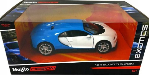 BUGATTI Chiron white blue 1:24 model Maisto 32509 BUGATTI Chiron white blue 1:24 model Maisto 32509