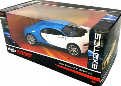 BUGATTI Chiron white blue 1:24 model Maisto 32509 BUGATTI Chiron white blue 1:24 model Maisto 32509