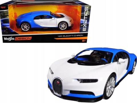 BUGATTI Chiron white blue 1:24 model Maisto 32509 BUGATTI Chiron white blue 1:24 model Maisto 32509