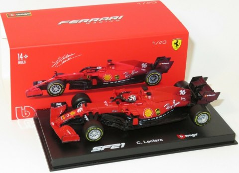 Bolid F1 FERRARI SF21 16 Leclerc KASK BBurago 1:43