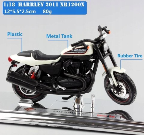 HARLEY DAVIDSON XR 1200X 2011 biały 1:18 Maisto HARLEY DAVIDSON XR 1200X 2011 biały 1:18 Maisto