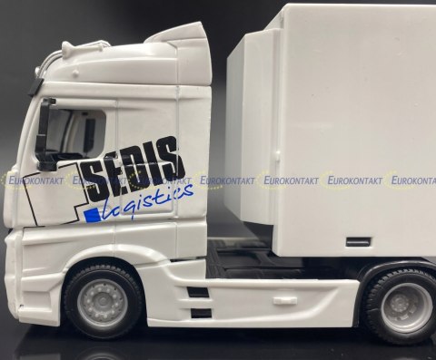 Mercedes Actros naczepa + widlak Bburago 1:43 Mercedes Actros naczepa + widlak Bburago 1:43