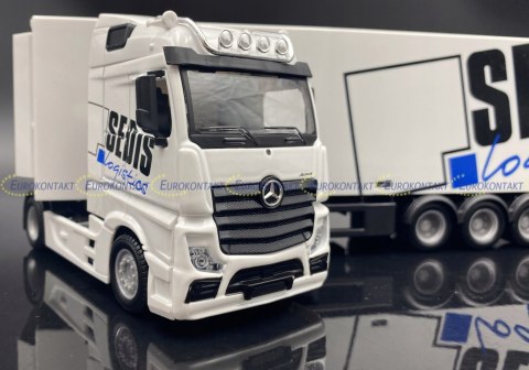 Mercedes Actros naczepa + widlak Bburago 1:43 Mercedes Actros naczepa + widlak Bburago 1:43