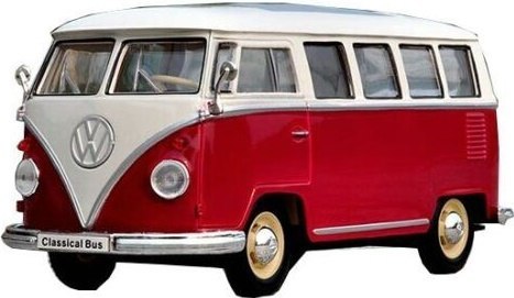 VW Volkswagen T1 1963 red white model WELLY 1:24