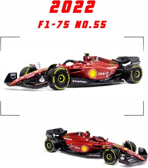 F1 FERRARI F1-75 2022 C. Sainz #55 BBurago 1:43 F1 FERRARI F1-75 2022 C. Sainz #55 BBurago 1:43