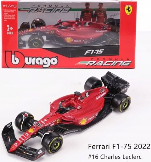 F1 FERRARI F1-75 2022 Ch. Leclerc #16 BBurago 1:43 F1 FERRARI F1-75 2022 Ch. Leclerc #16 BBurago 1:43