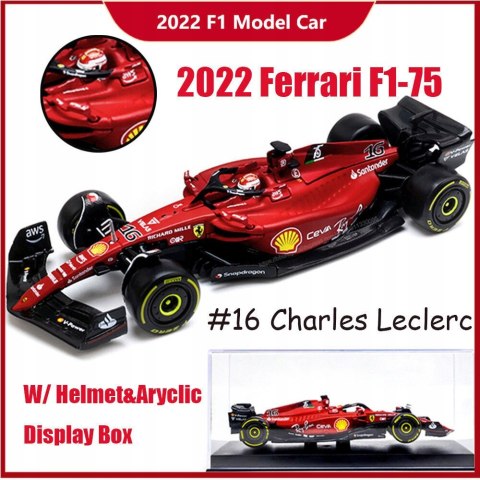 F1 FERRARI F1-75 2022 Leclerc 16 KASK BBurago 1:43 F1 FERRARI F1-75 2022 Leclerc 16 KASK BBurago 1:43