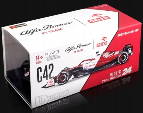 ALFA ROMEO C42 F1 2022 24 Guanyu KASK BBurago 1:43 ALFA ROMEO C42 F1 2022 24 Guanyu KASK BBurago 1:43