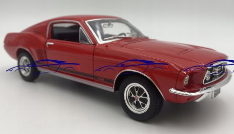 Ford MUSTANG GT 1967 red model 22522 Welly 1:24 Ford MUSTANG GT 1967 red model 22522 Welly 1:24