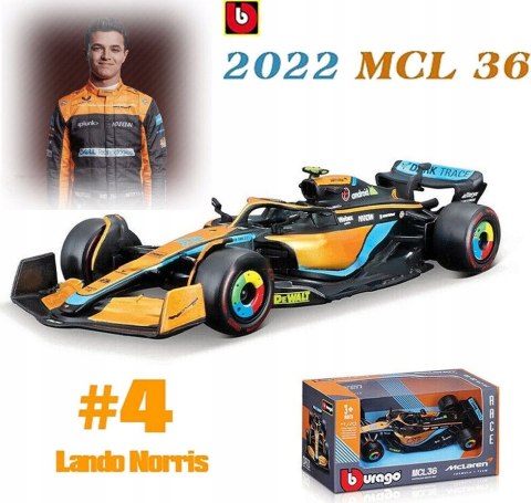 McLaren MCL36 F1 2022 Lando Norris #4 BBurago 1:43 McLaren MCL36 F1 2022 Lando Norris #4 BBurago 1:43