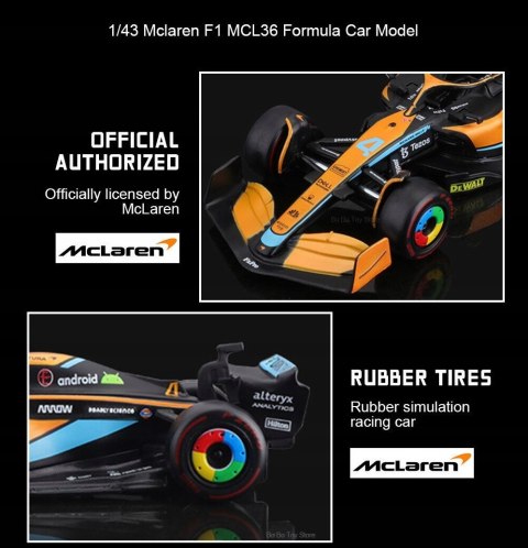 McLaren MCL36 F1 2022 Lando Norris #4 BBurago 1:43 McLaren MCL36 F1 2022 Lando Norris #4 BBurago 1:43