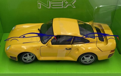 PORSCHE 959 yellow 24076 WELLY 1:24 PORSCHE 959 yellow 24076 WELLY 1:24