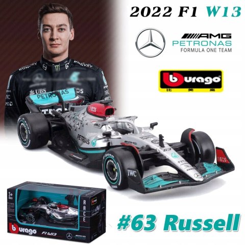 Bolid F1 MERCEDES W13 E #63 Russell Bburago 1:43 Bolid F1 MERCEDES W13 E #63 Russell Bburago 1:43